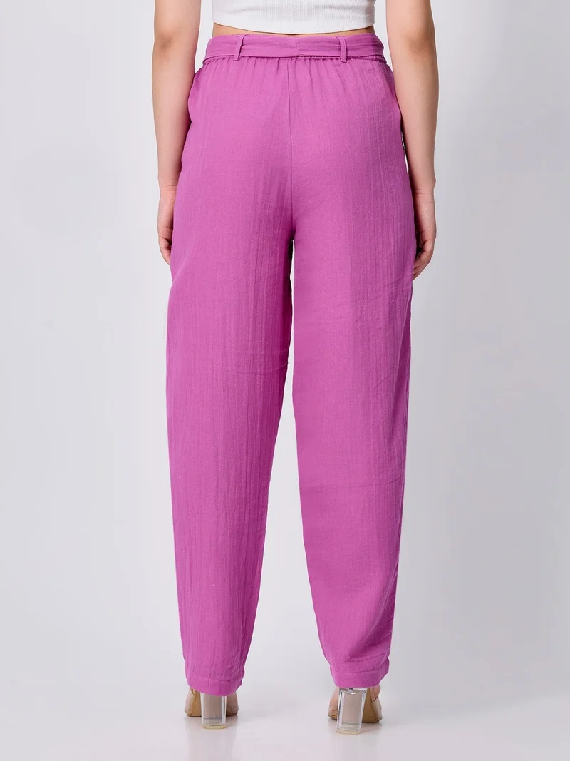 Outzidr pink Pink Printed Straight Fit Trouser for Women | Best Price UAE